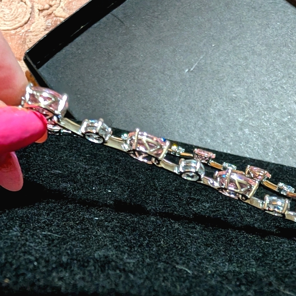 Adrienne Sterling Pink & Diamond Like Vintage CZ Necklace 🩷 - Picture 6 of 7